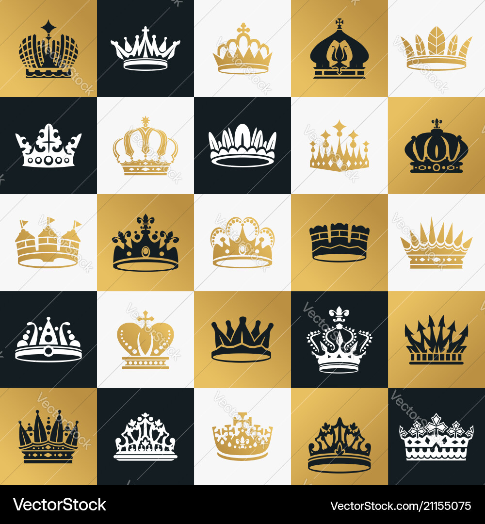 König und Königin Kronen Symbole König und Königin Kronen Symbole vektorbild
