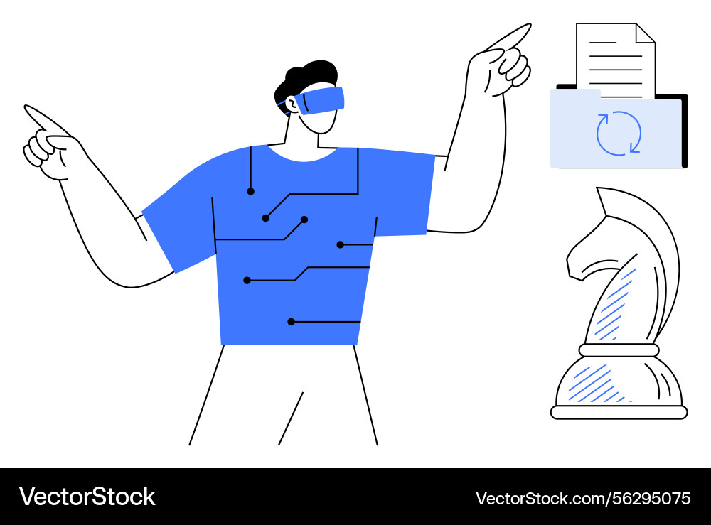 Man using virtual reality for digital strategy Vector Image