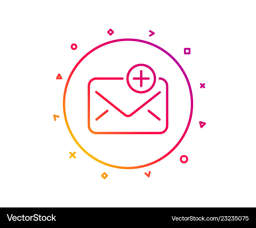 New mail line icon add message correspondence New mail line icon add message correspondence vector image