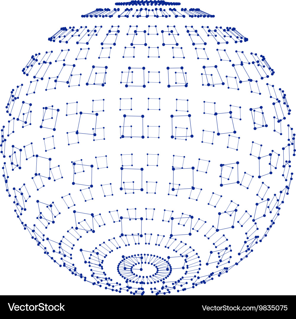 Polygonal element sphere with lines and dots Vector Image