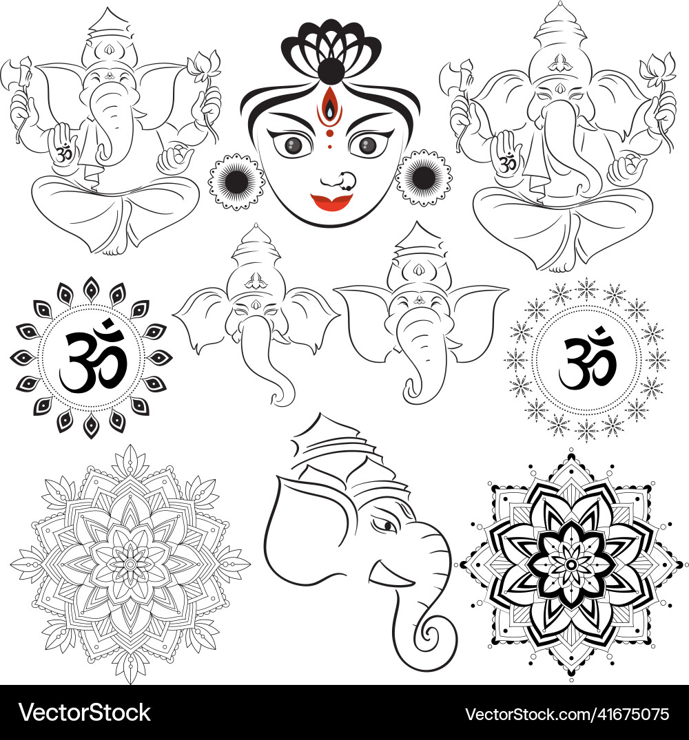 Set of mandala design in different patterns Set of mandala design in different patterns vector image