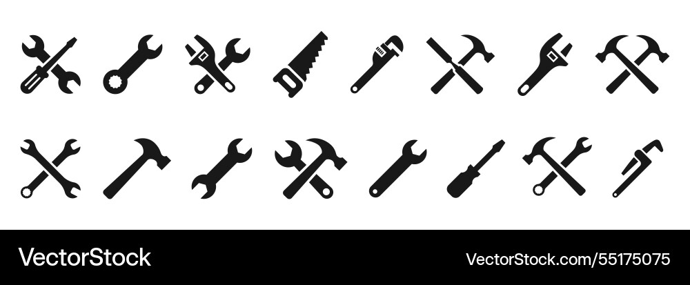 Set of tools icons and basic work Set of tools icons and basic work vector image
