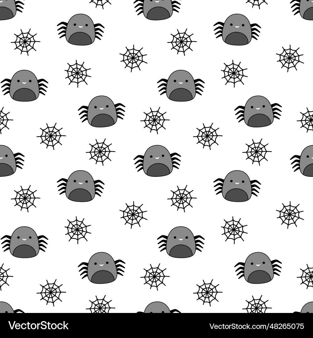 Spider and web on seamless pattern squishmallow Vector Image