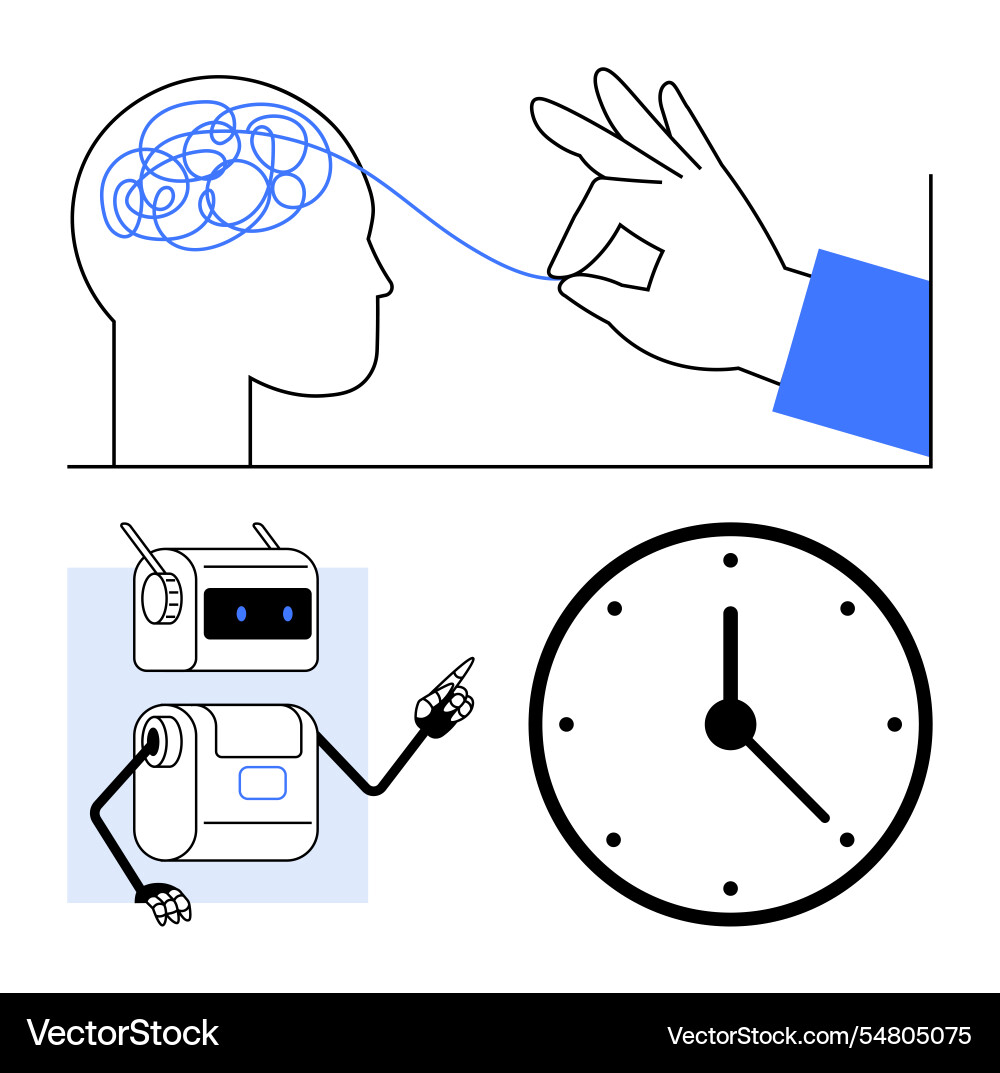 Unraveling mental complexity with ai and time Unraveling mental complexity with ai and time vector image