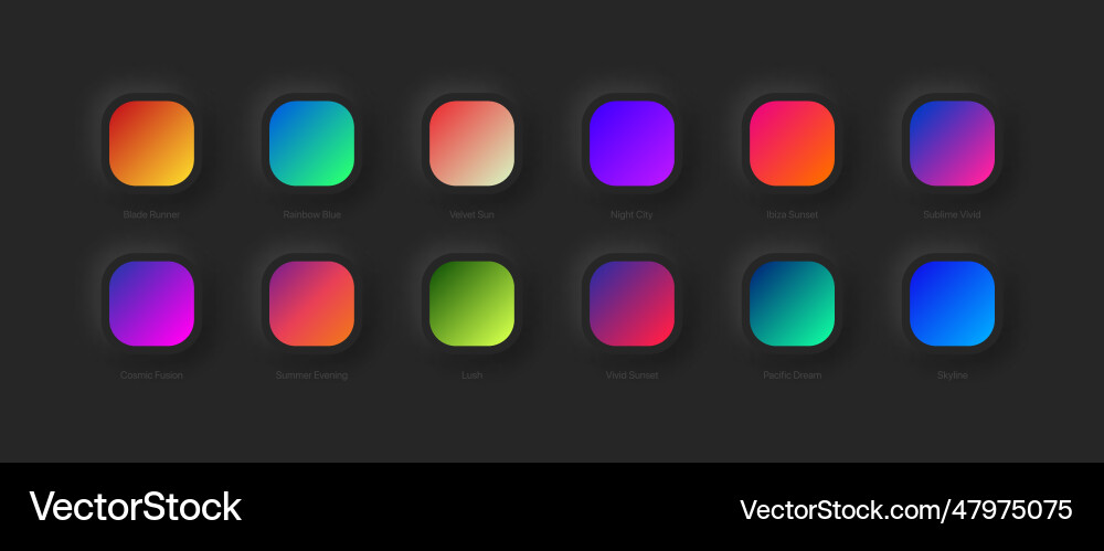 Verschiedene Variationen Gradientensysteme für ui ux vektorbild