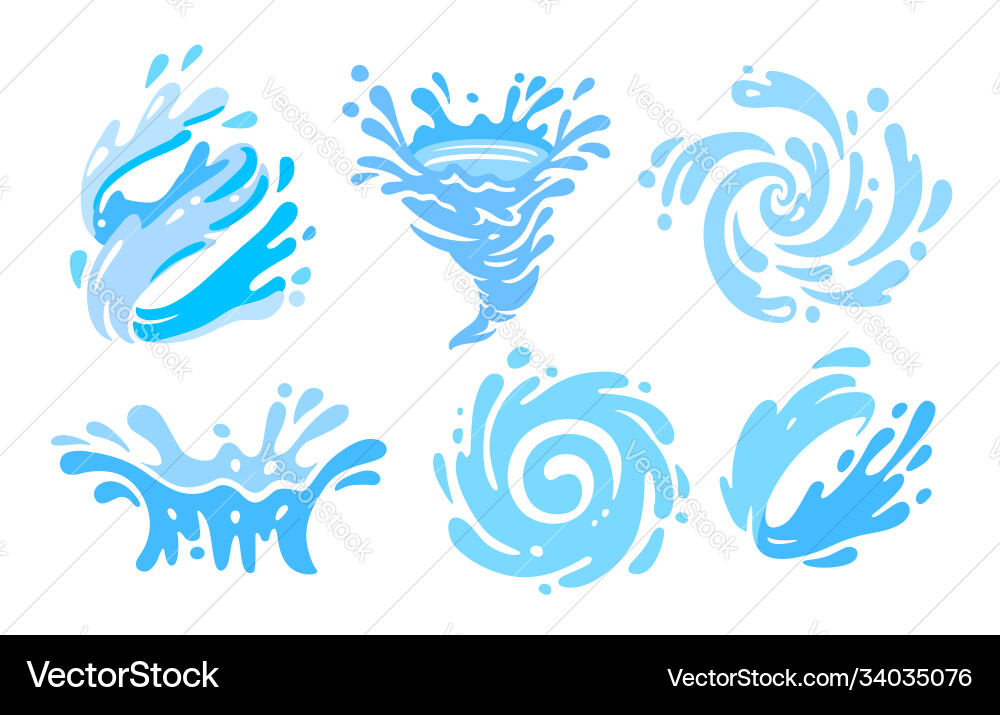 Blue Water Splashes & Drops Vector Image