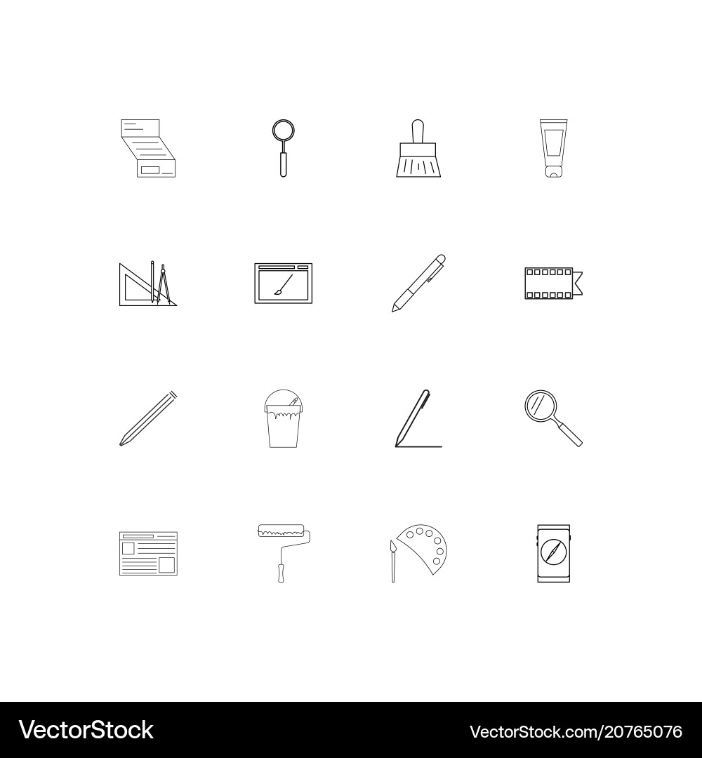Creative process and design linear thin icons set Vector Image