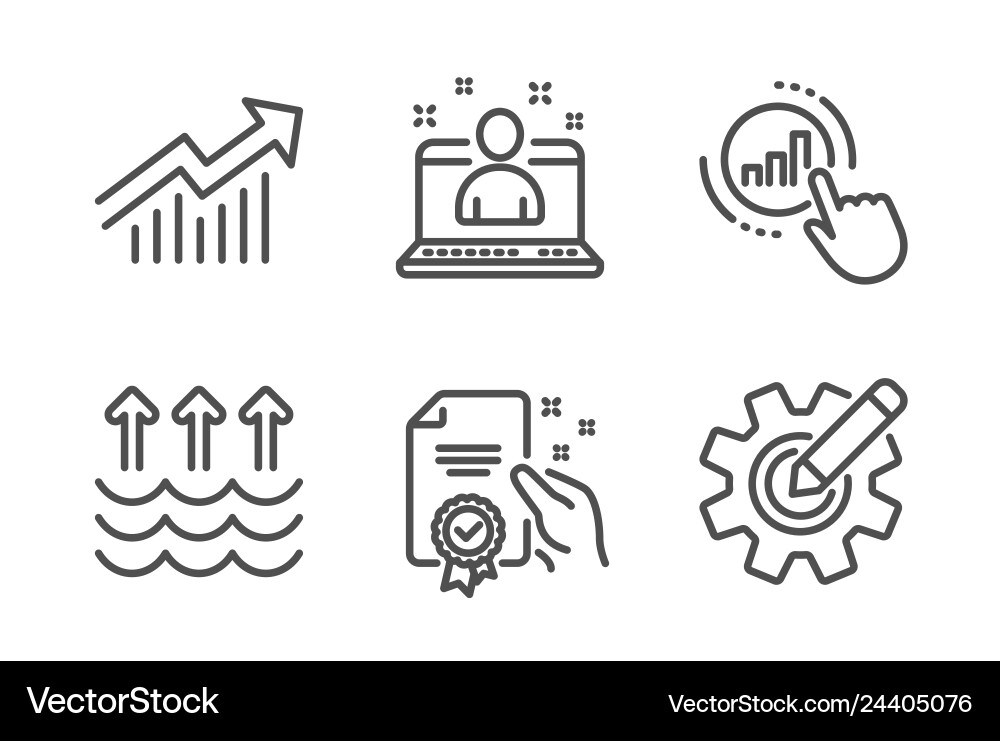 Demand curve graph chart and certificate icons Demand curve graph chart and certificate icons vector image