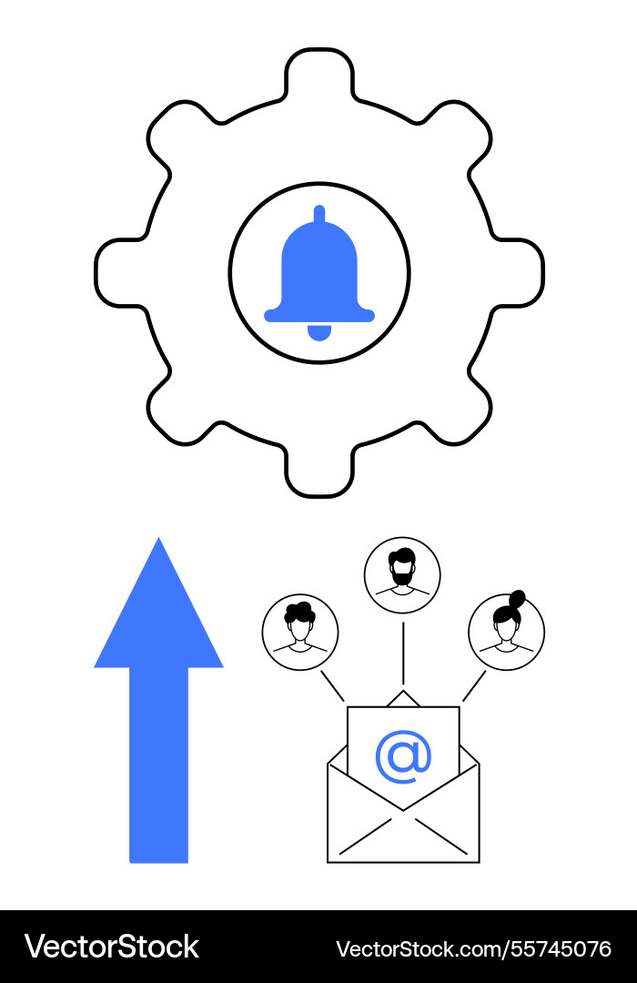 Email notification setup with team communication Email notification setup with team communication vector image