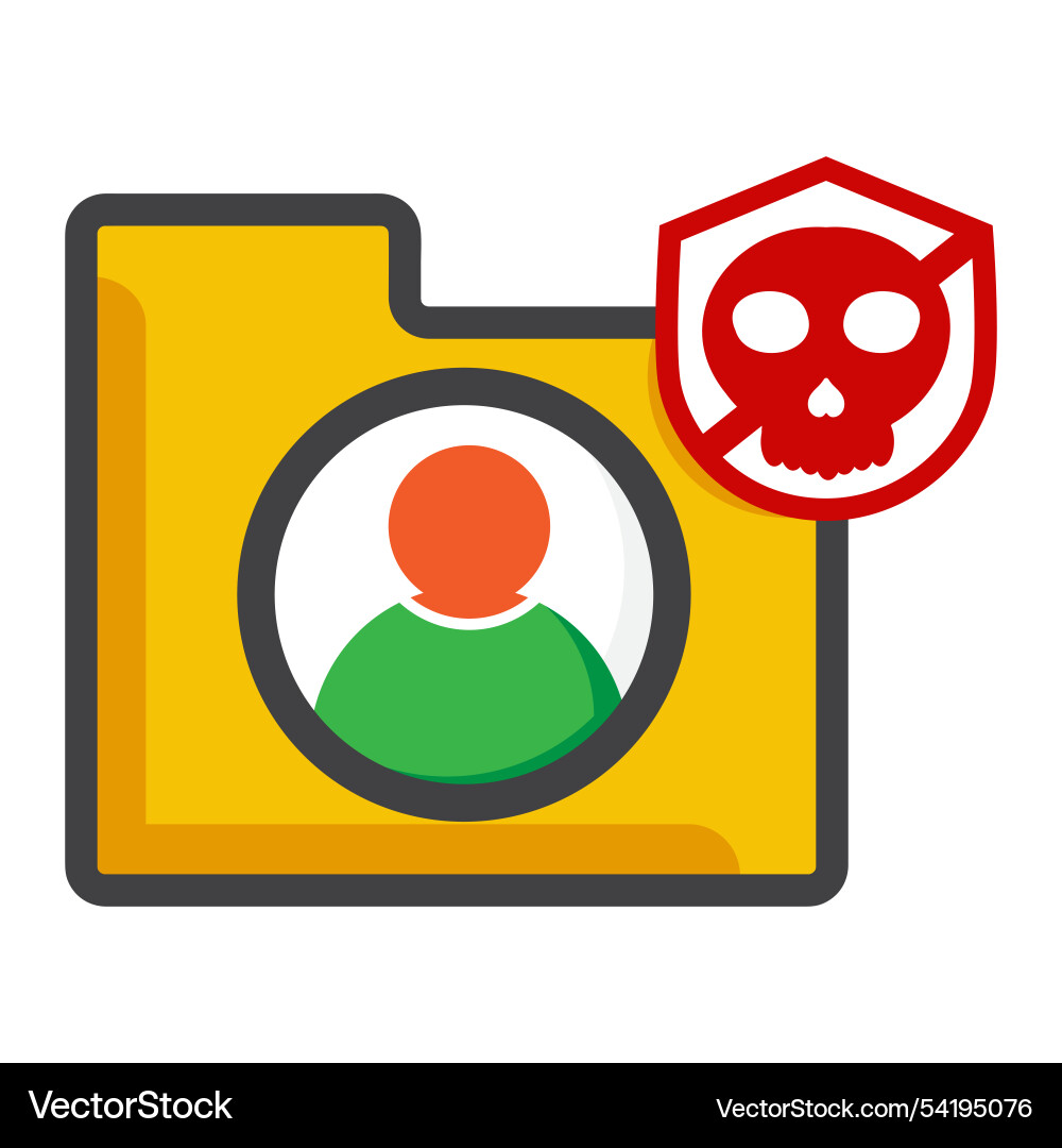 File folder with user and skull icon File folder with user and skull icon vector image