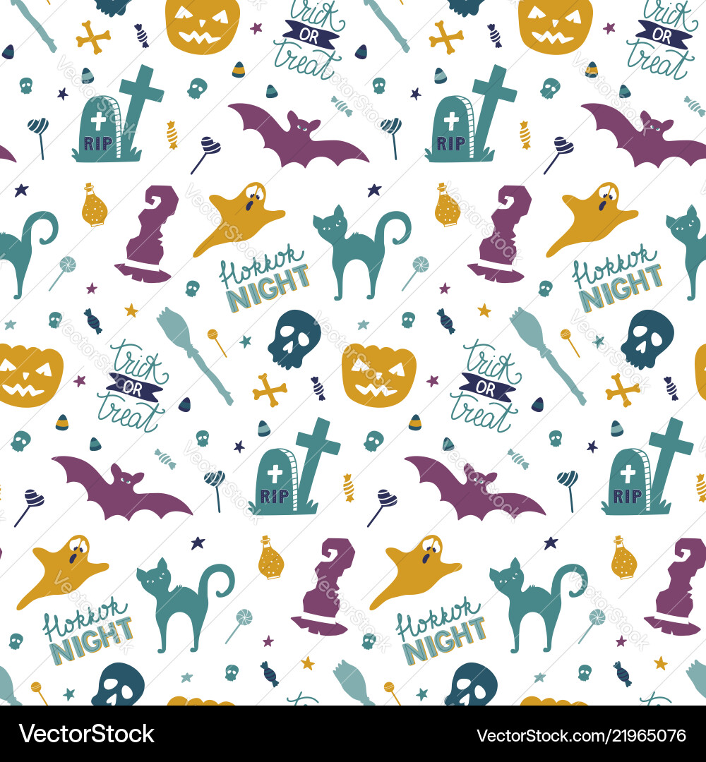 Funny hand drawn seamless pattern for halloween Funny hand drawn seamless pattern for halloween vector image