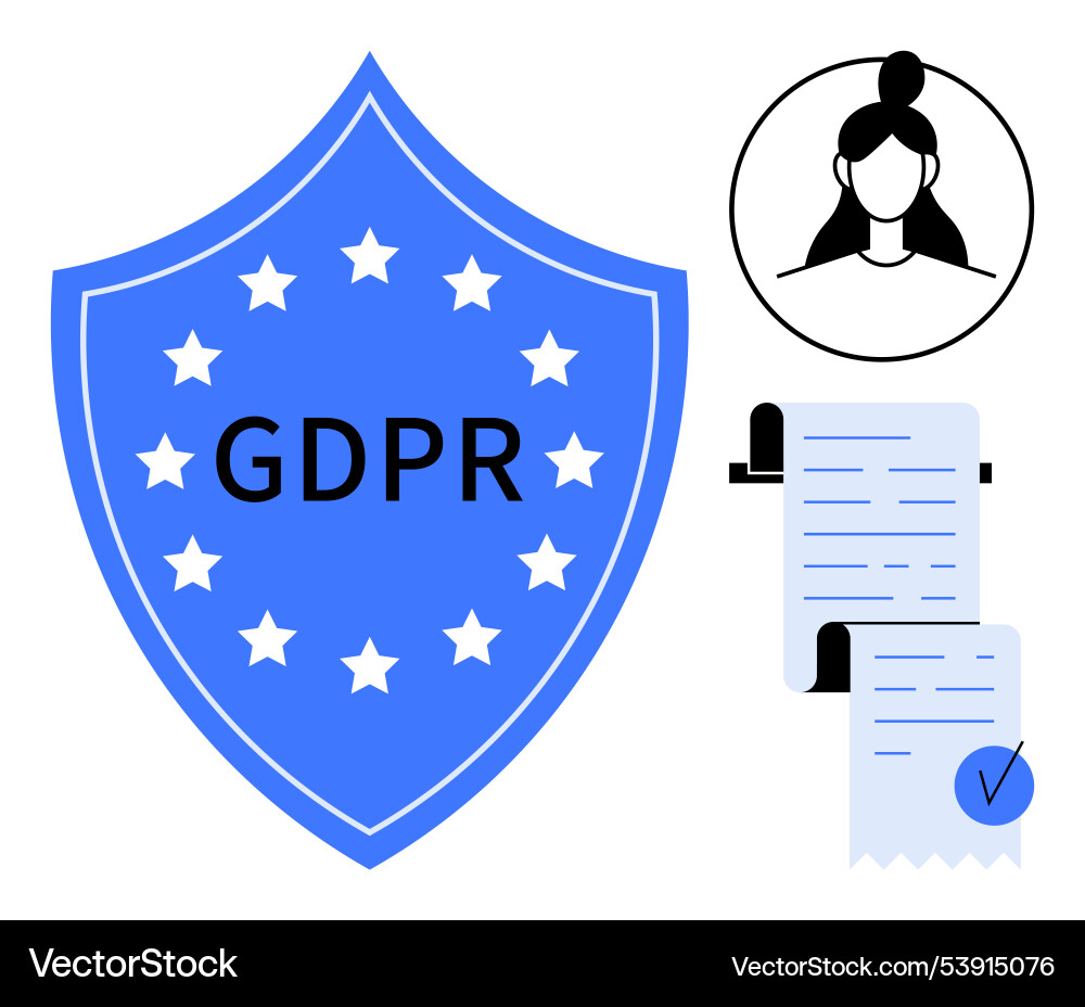 Gdpr shield with user profile and checklist Gdpr shield with user profile and checklist vector image