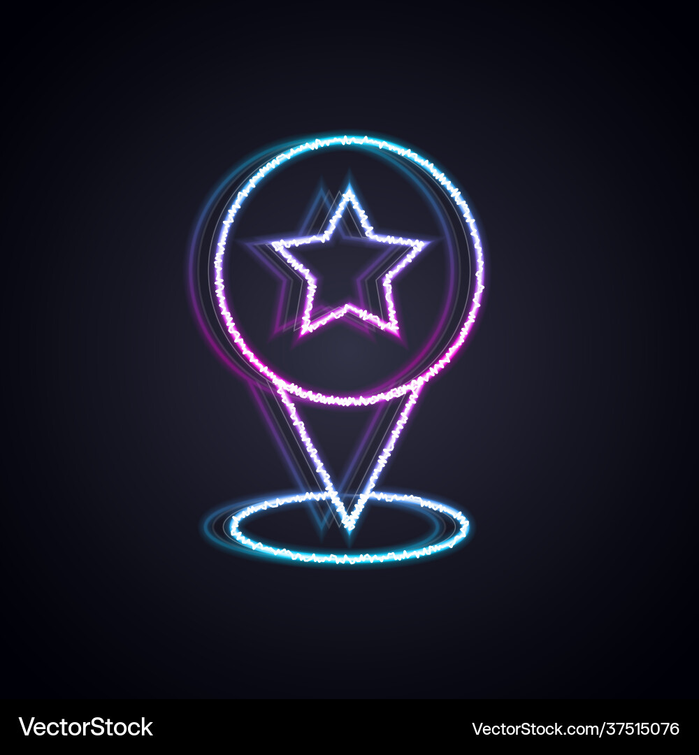 Glowing neon line map pointer with star icon Vector Image