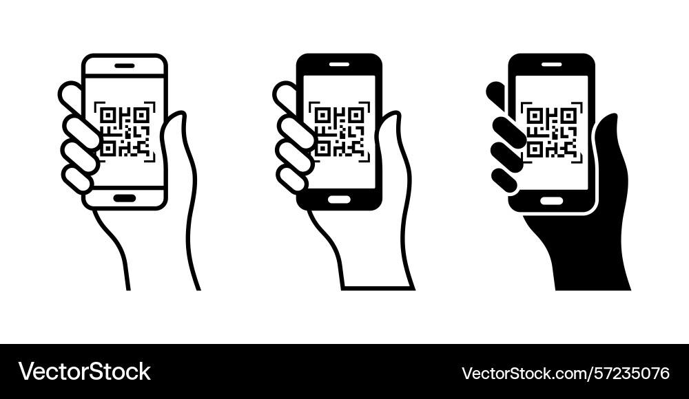 Qr code scan icon or mobile phone scanning Qr code scan icon or mobile phone scanning vector image