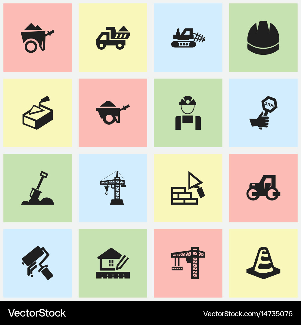 Set of 16 editable structure icons includes vector image