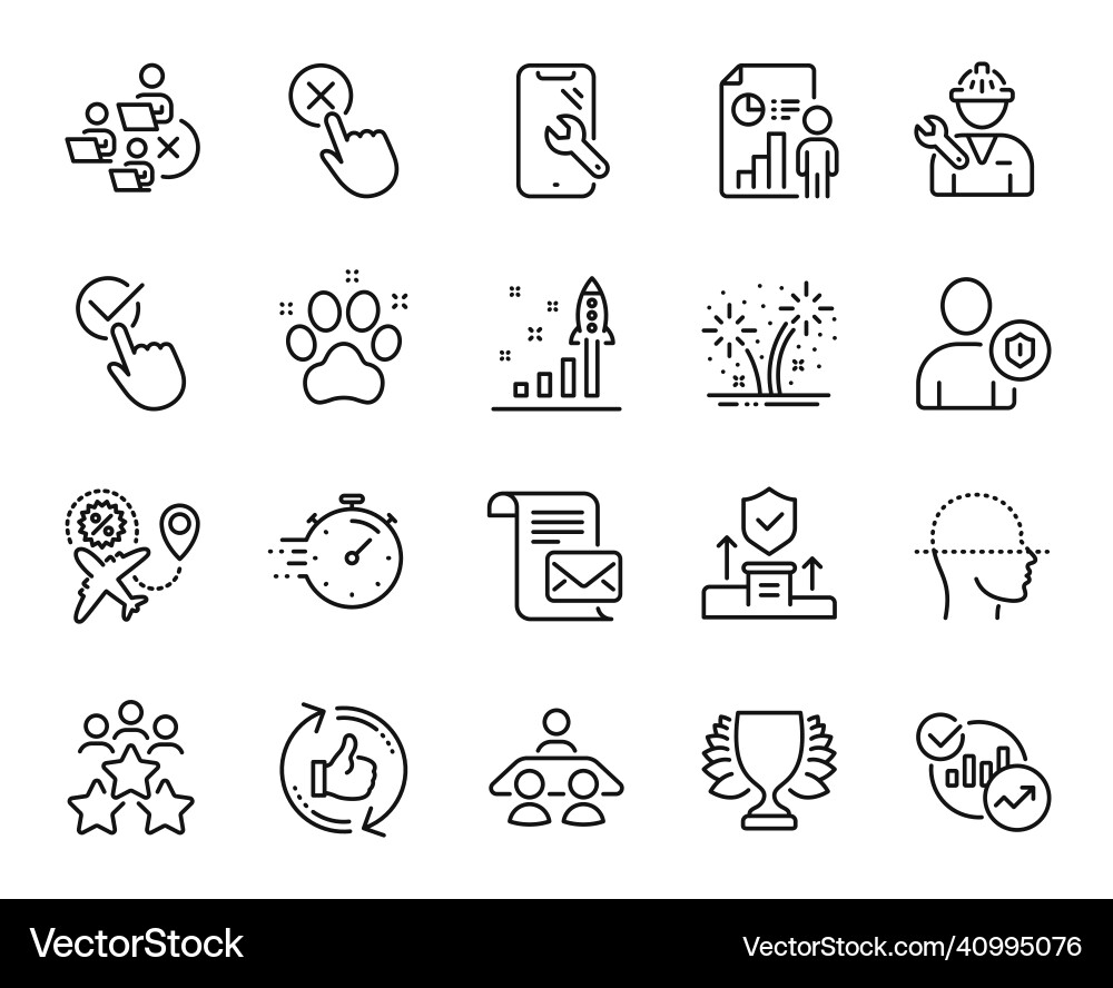 Set of reject click winner and timer line Set of reject click winner and timer line vector image