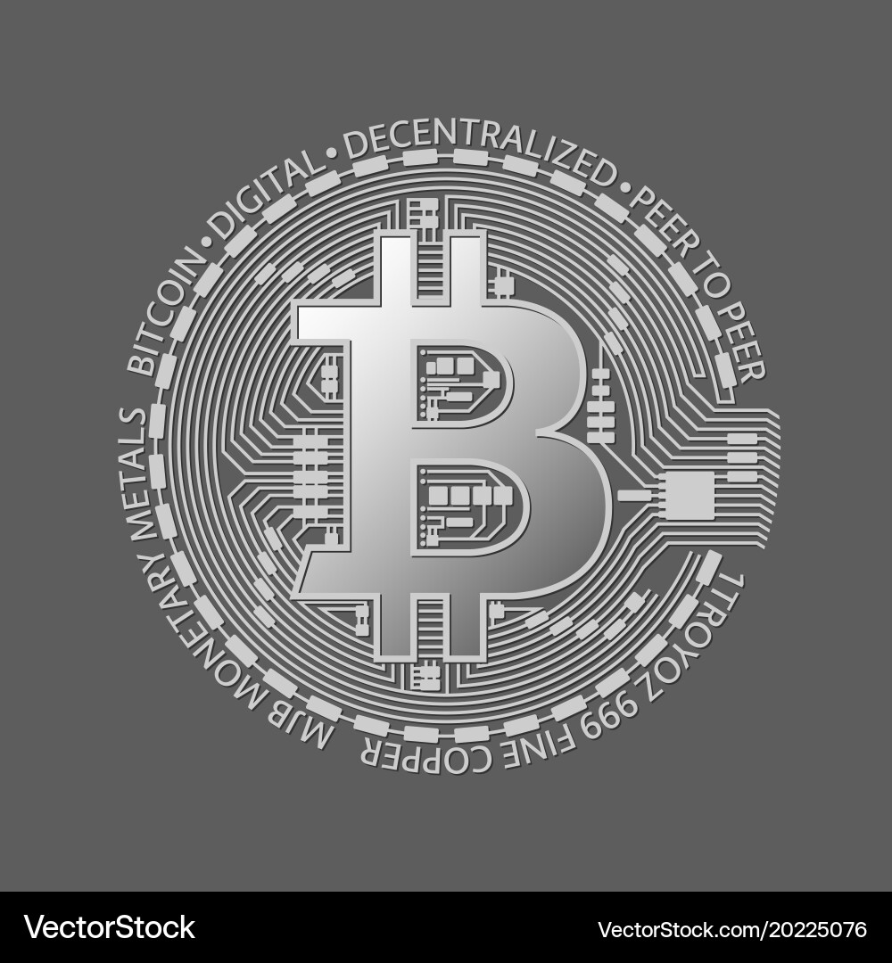 Silver Bitcoin Coin (20225076) – Royalty-Free Vector | VectorStock