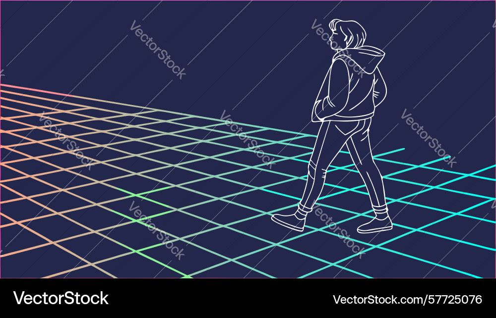Virtual reality user digital exploration Vector Image