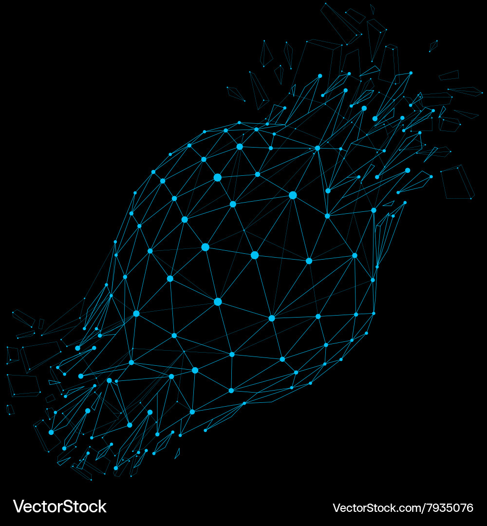 Wireframe luminescent shine object with blue Vector Image