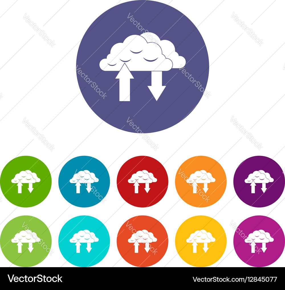 Clouds with arrows set icons Vector Image