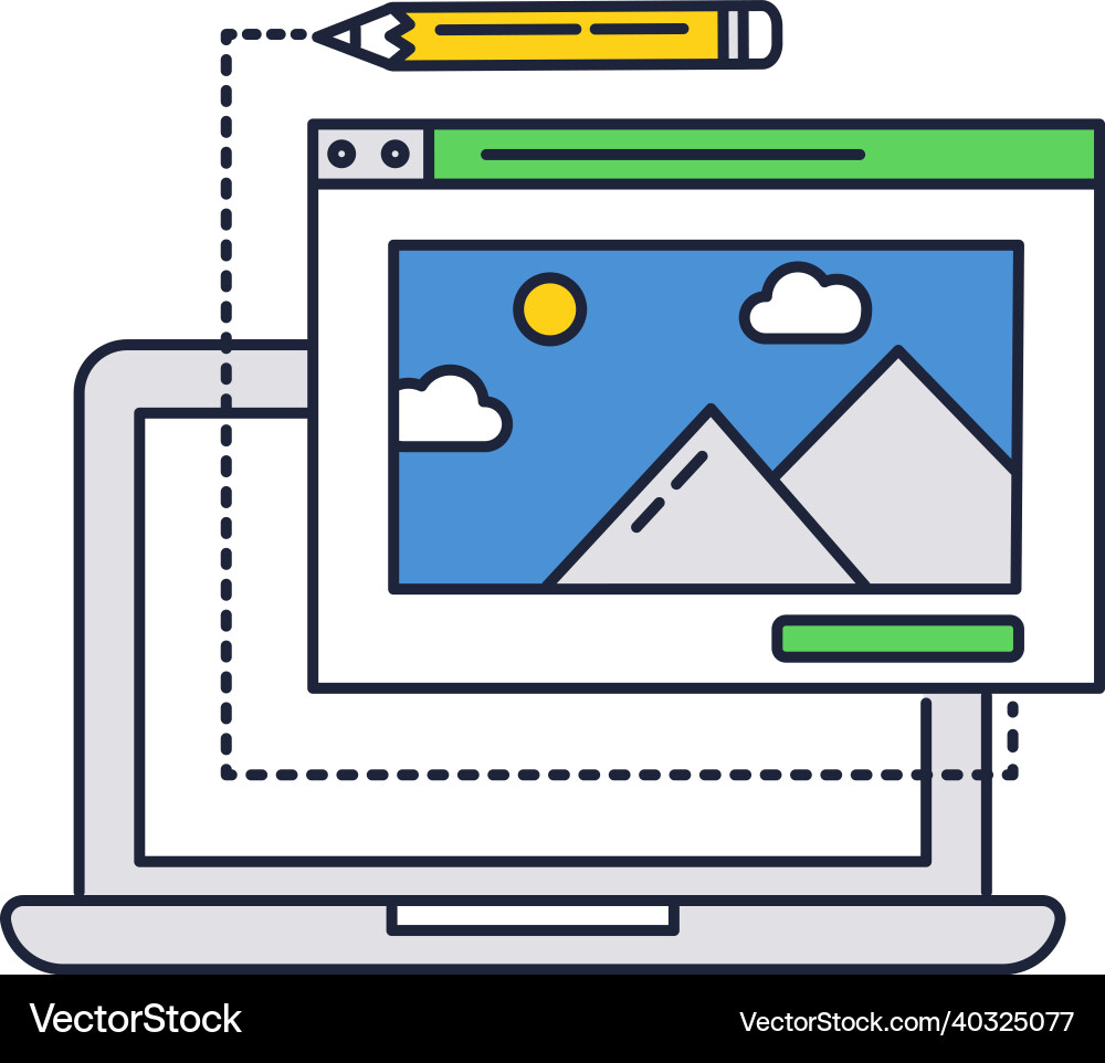 Design icon flat computer isolated on white Vector Image