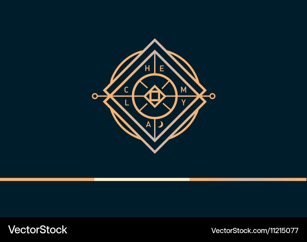 Development of a linear gradient logo on alchemy Vector Image