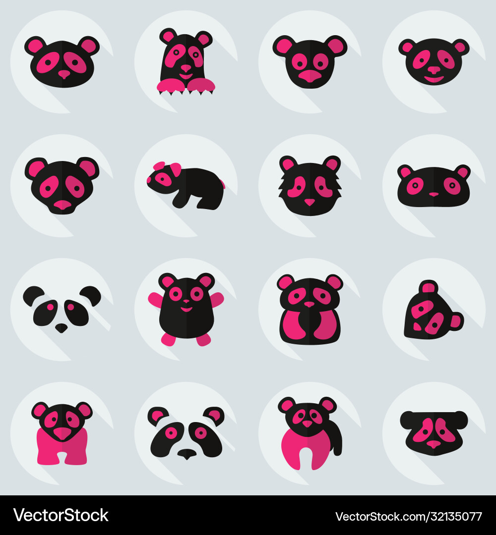 Flat concept set modern design mit schatten pandas Flat concept set modern design mit schatten pandas vektorbild