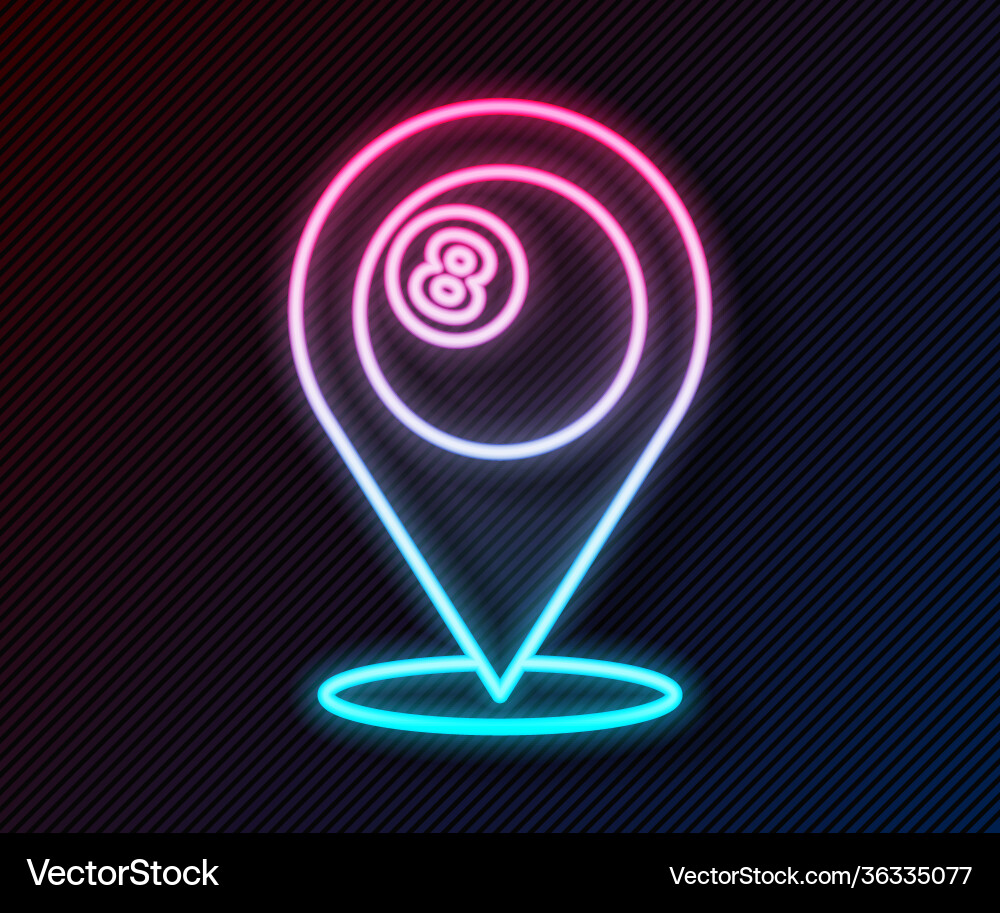Glowing neon line map pointer with billiard pool Glowing neon line map pointer with billiard pool vector image