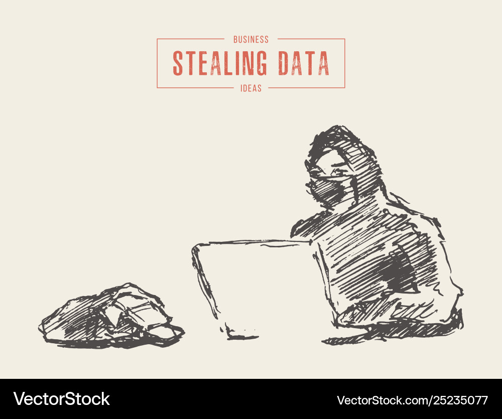Hacker Stealing Data Cybercrime vector image