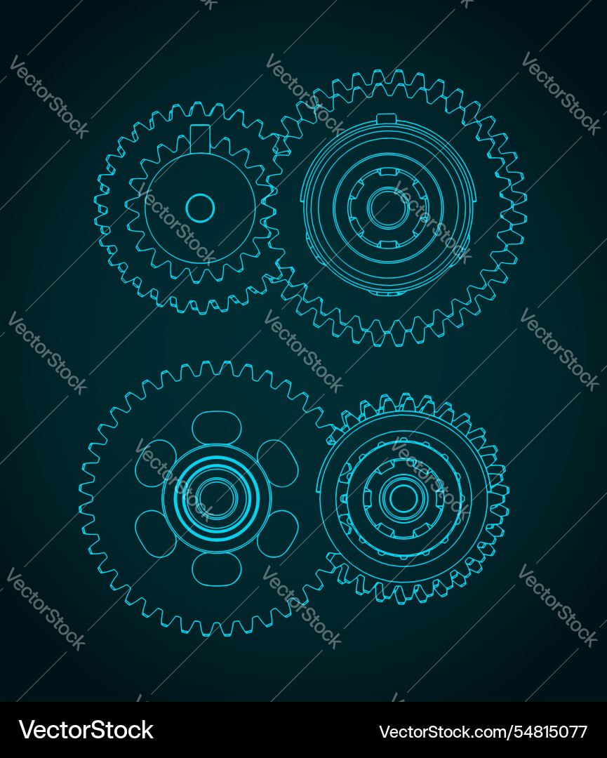 Mechanisms and gears blueprints Mechanisms and gears blueprints vector image