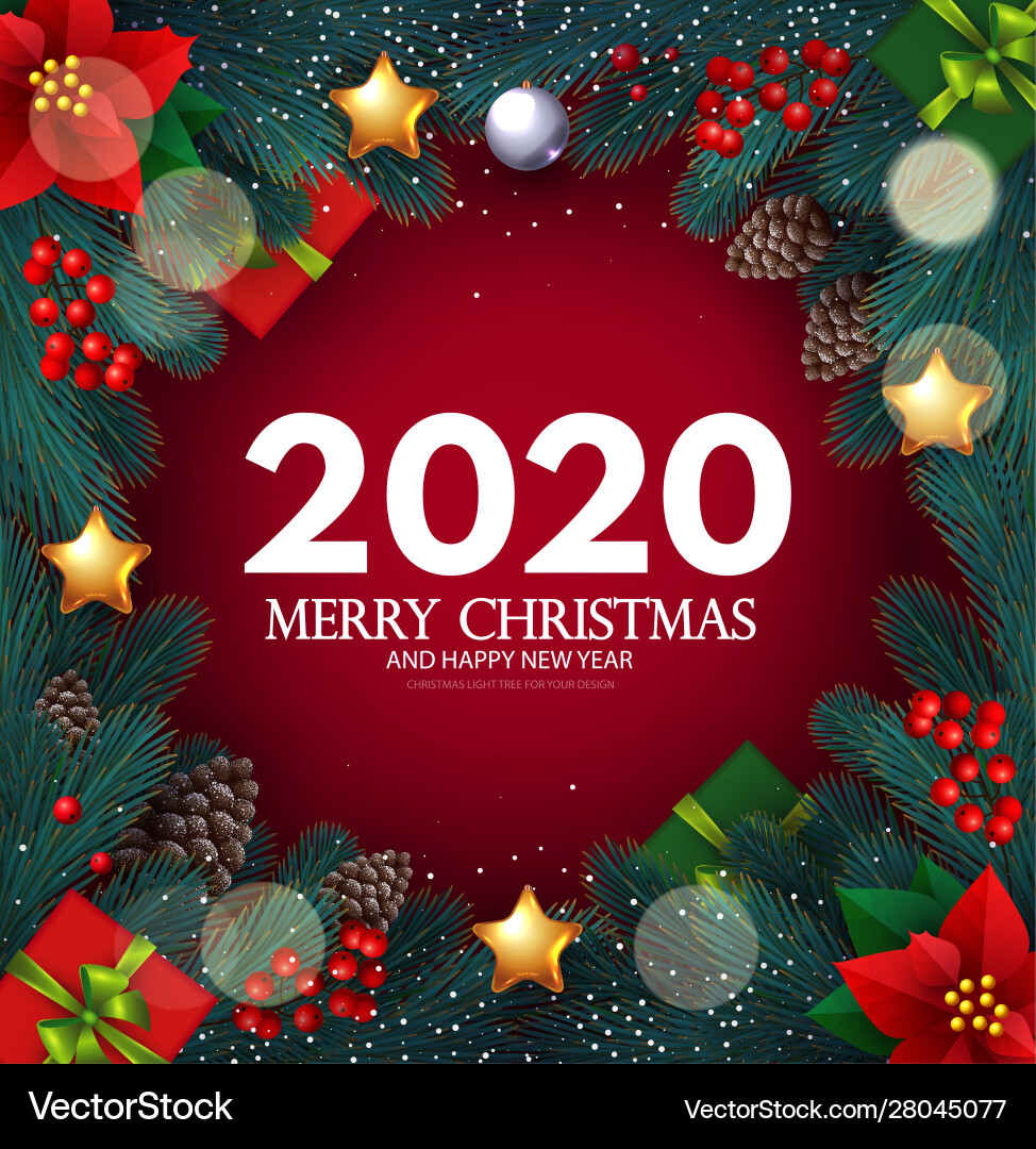 Merry christmas and happy new 2020 year realistic Vector Image