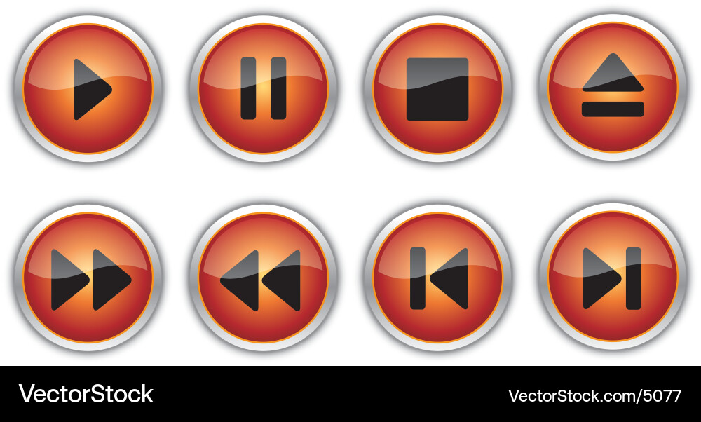 Modern Control Buttons - Set of Icons Vector Image