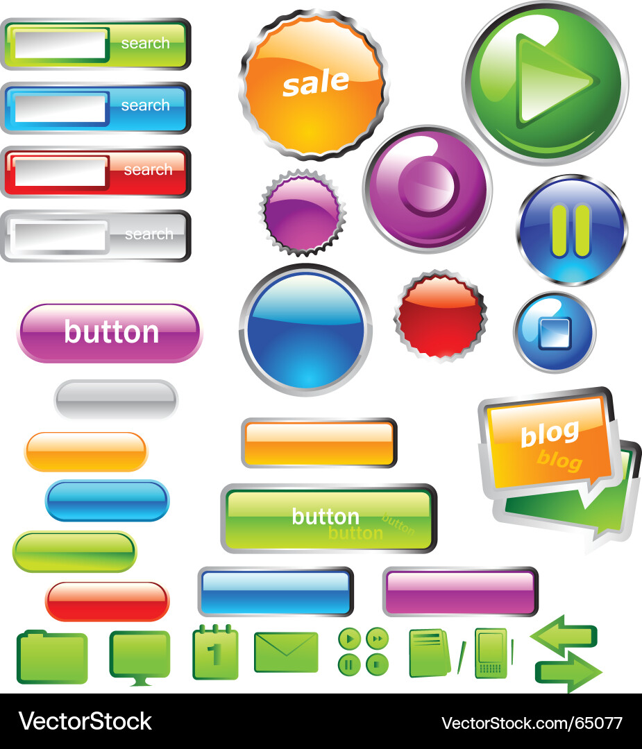 Modern UI Buttons & Badges vector image