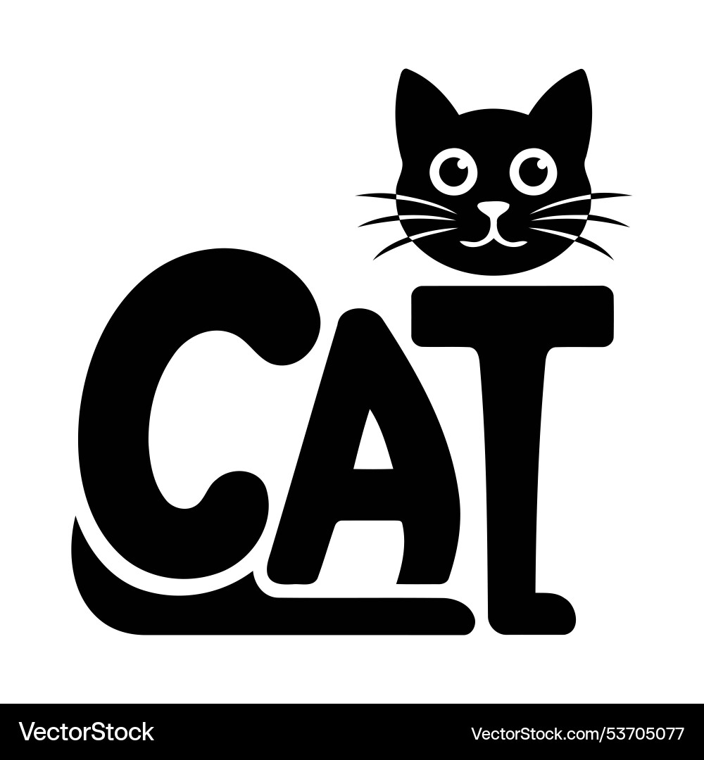 Negative space cat logo template for creati Vector Image