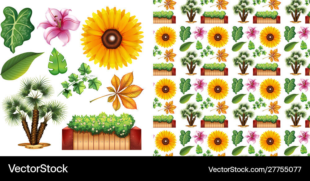 Seamless background design with isolated set Vector Image