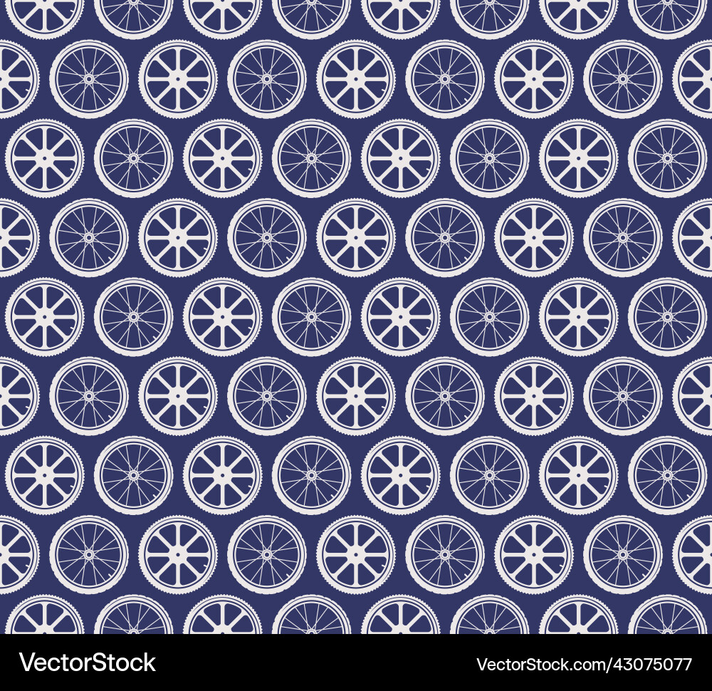 Seamless pattern with image of bicycle wheels Vector Image