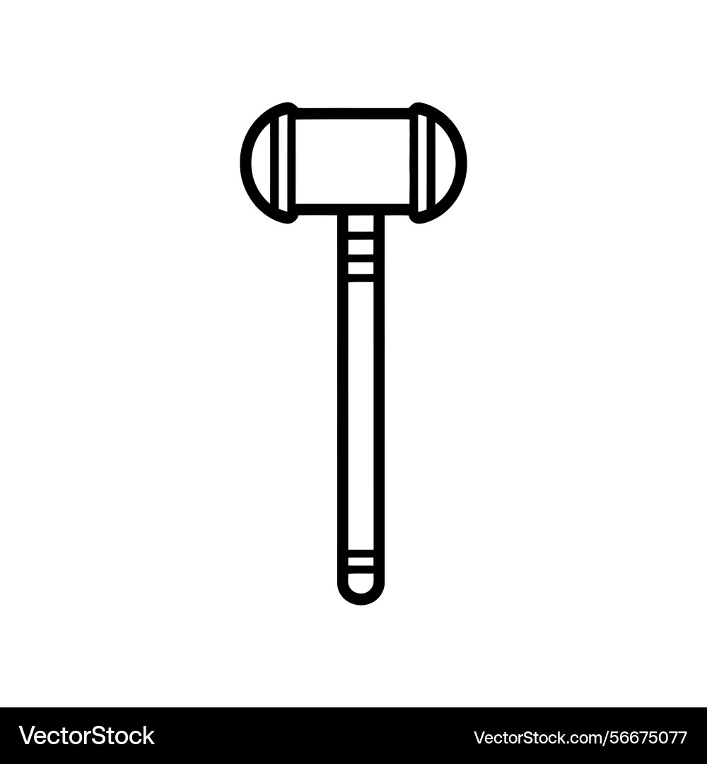 Simple outline of a gavel with lines and rounded vector image
