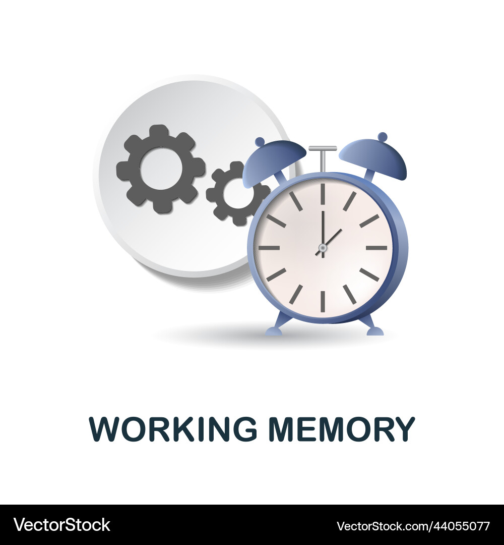 Working memory icon 3d from cognitive skills Working memory icon 3d from cognitive skills Vector Image