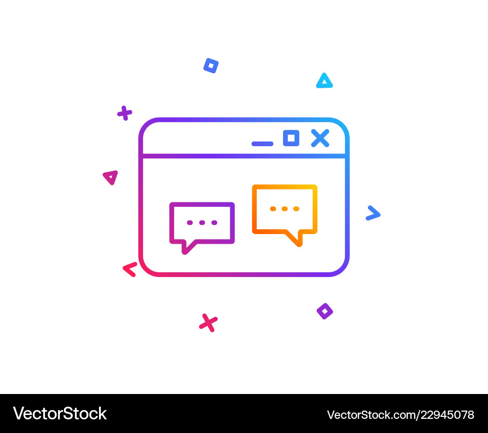 Browser window line icon chat speech bubbles Browser window line icon chat speech bubbles vector image