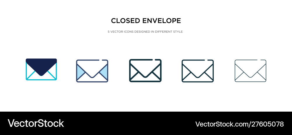 Closed envelope icon in different style two Closed envelope icon in different style two Vector Image