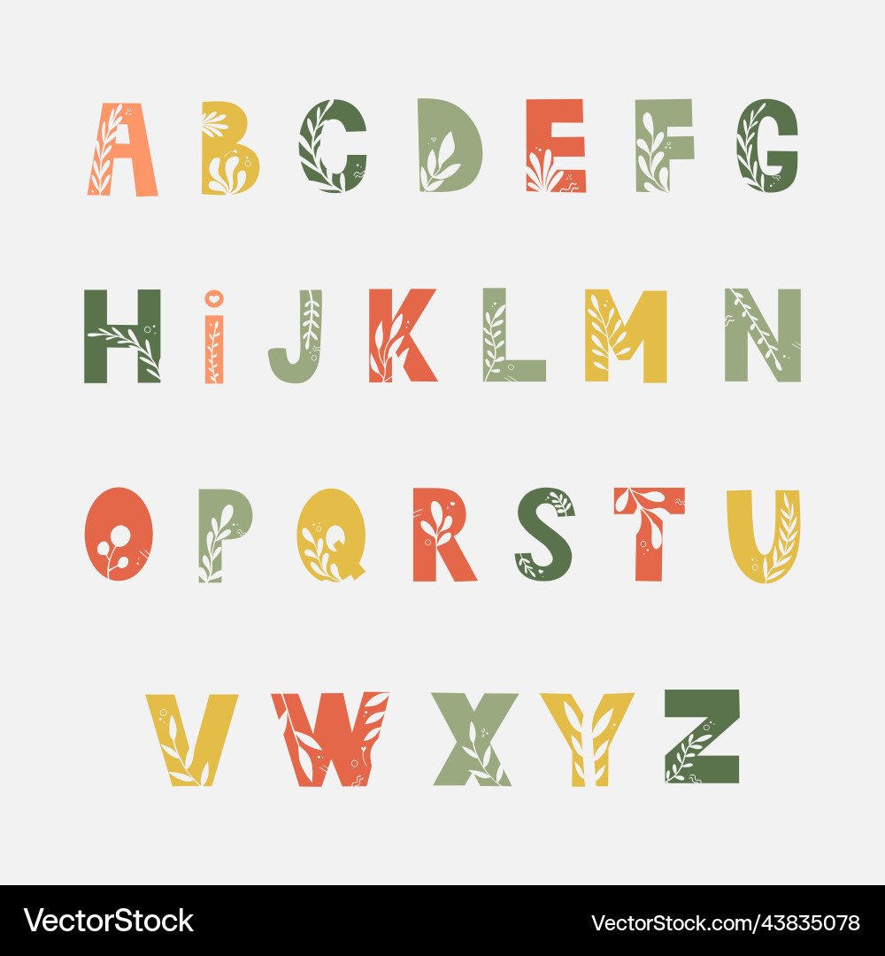 Colorful flower font check my portfolio Colorful flower font check my portfolio vector image