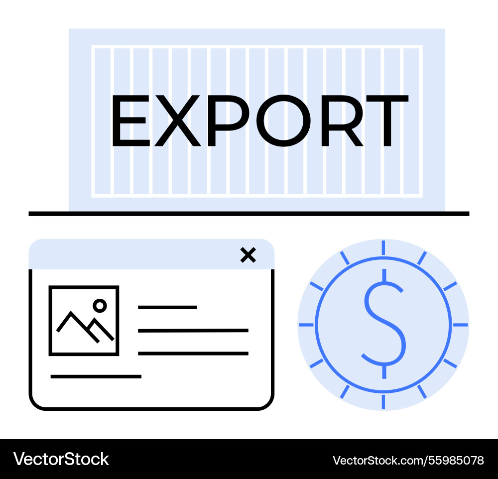 Export process with digital platform container Vector Image