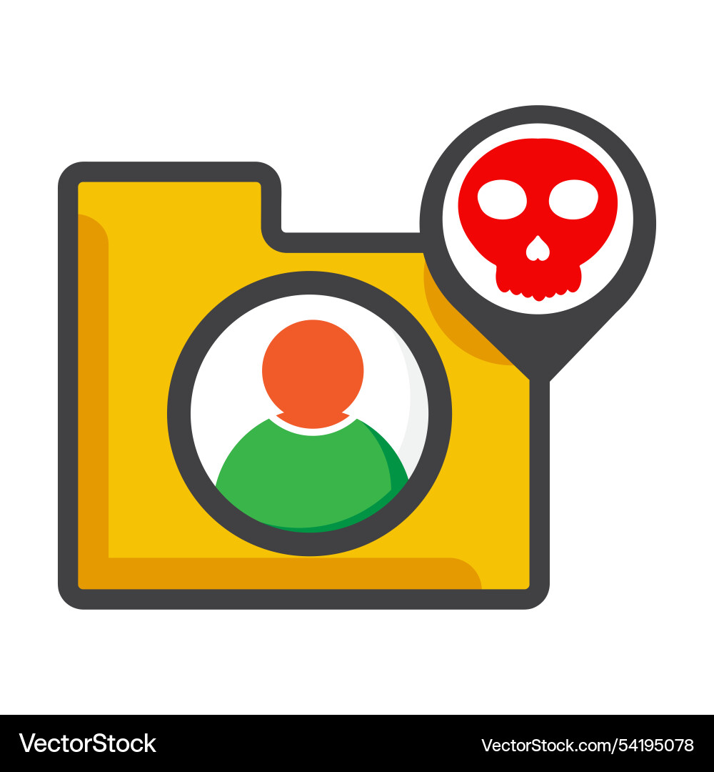 File folder with user and skull icon File folder with user and skull icon vector image