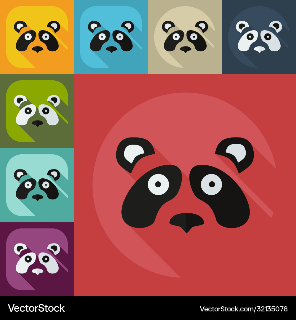 Flat modern design with shadow icons pandas Vector Image