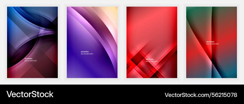 Four abstract backgrounds display dynamic curves Vector Image
