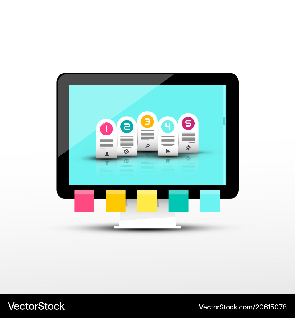Infographic layout on computer screen labels Vector Image