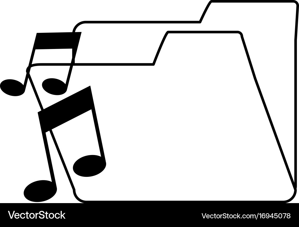 Music note with file folder icon image vector image