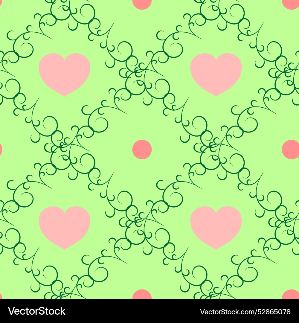 Polka and heart in square seamless pattern Polka and heart in square seamless pattern vector image