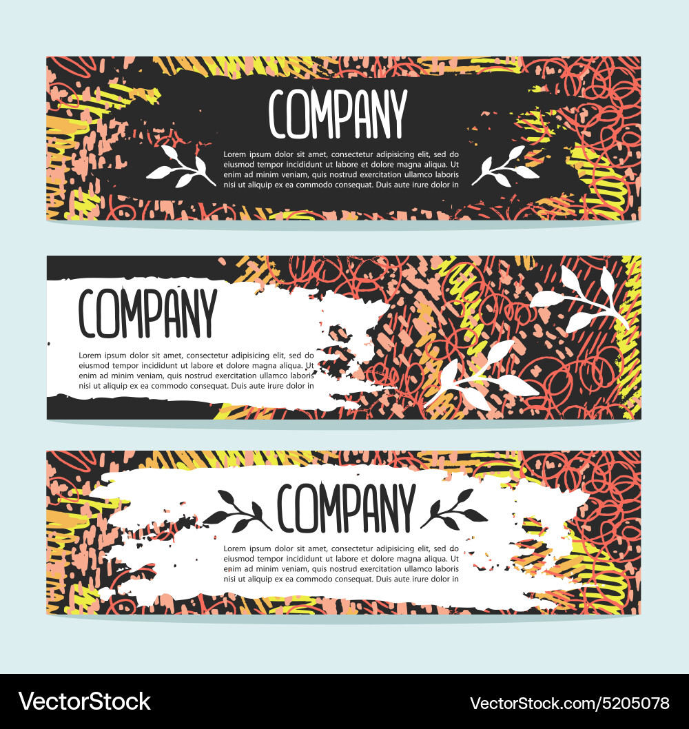 Set of three banners abstract header background vector image