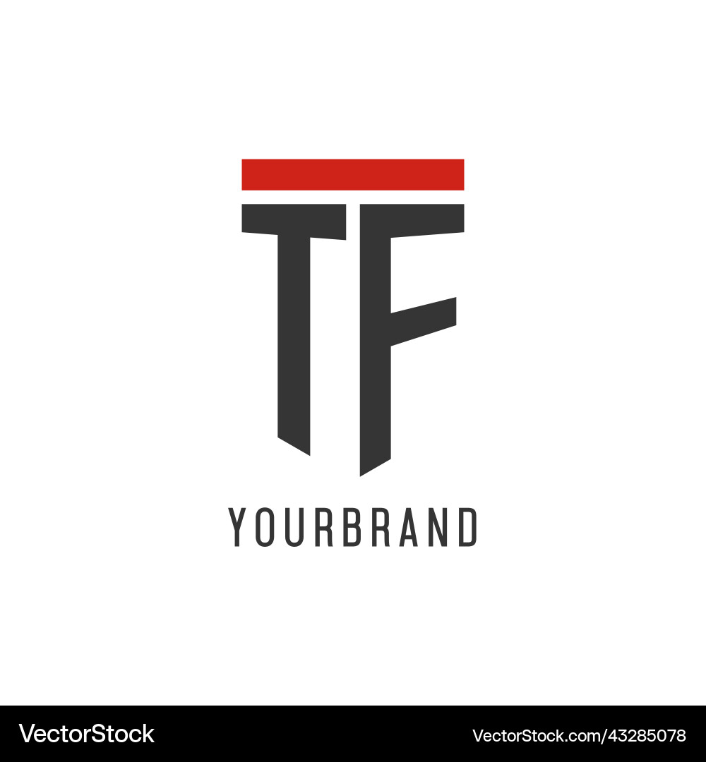Tf initial esport logo with simple shield design Vector Image